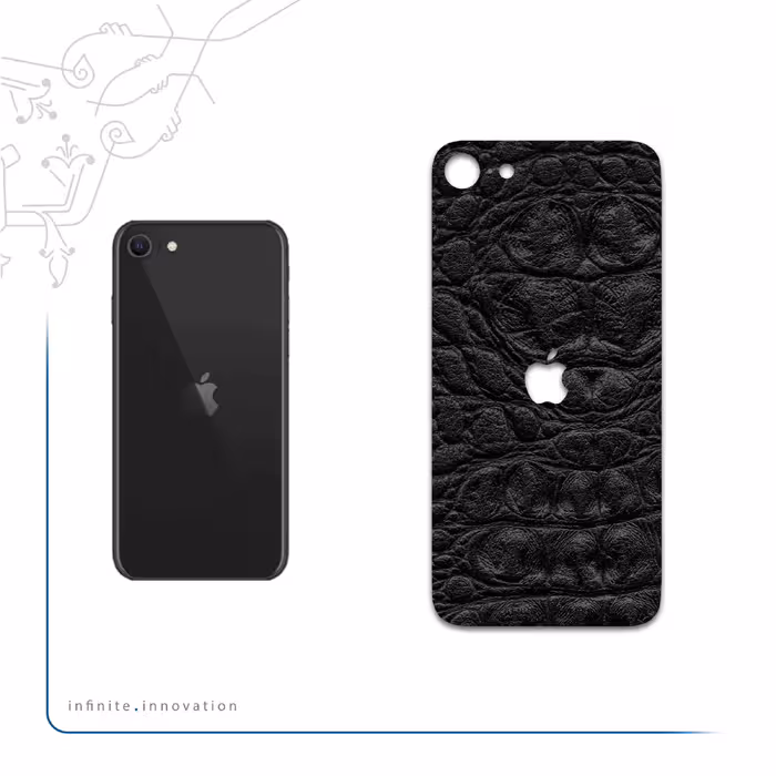 برچسب پوششی ماهوت مدل Black-Crocodile-Leather مناسب برای گوشی موبایل اپل iPhone SE 2022