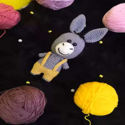 عروسک بافتنی مدل خانواده الاغ مجموعه 3 عددی