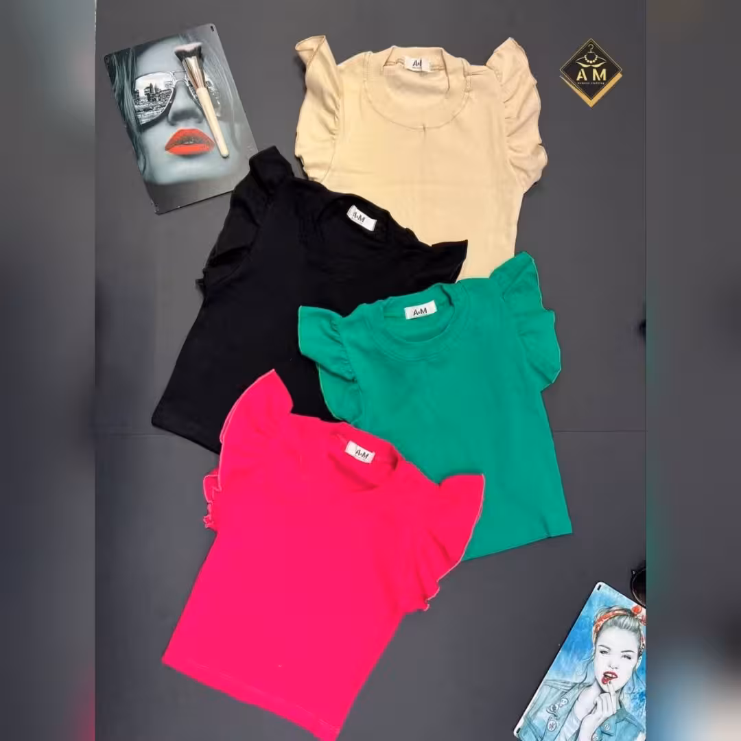 کراپ زنانه آستین فرشته جنس فانریپ پنبه اعلا سایز 36 تا 44 ارسال رایگان