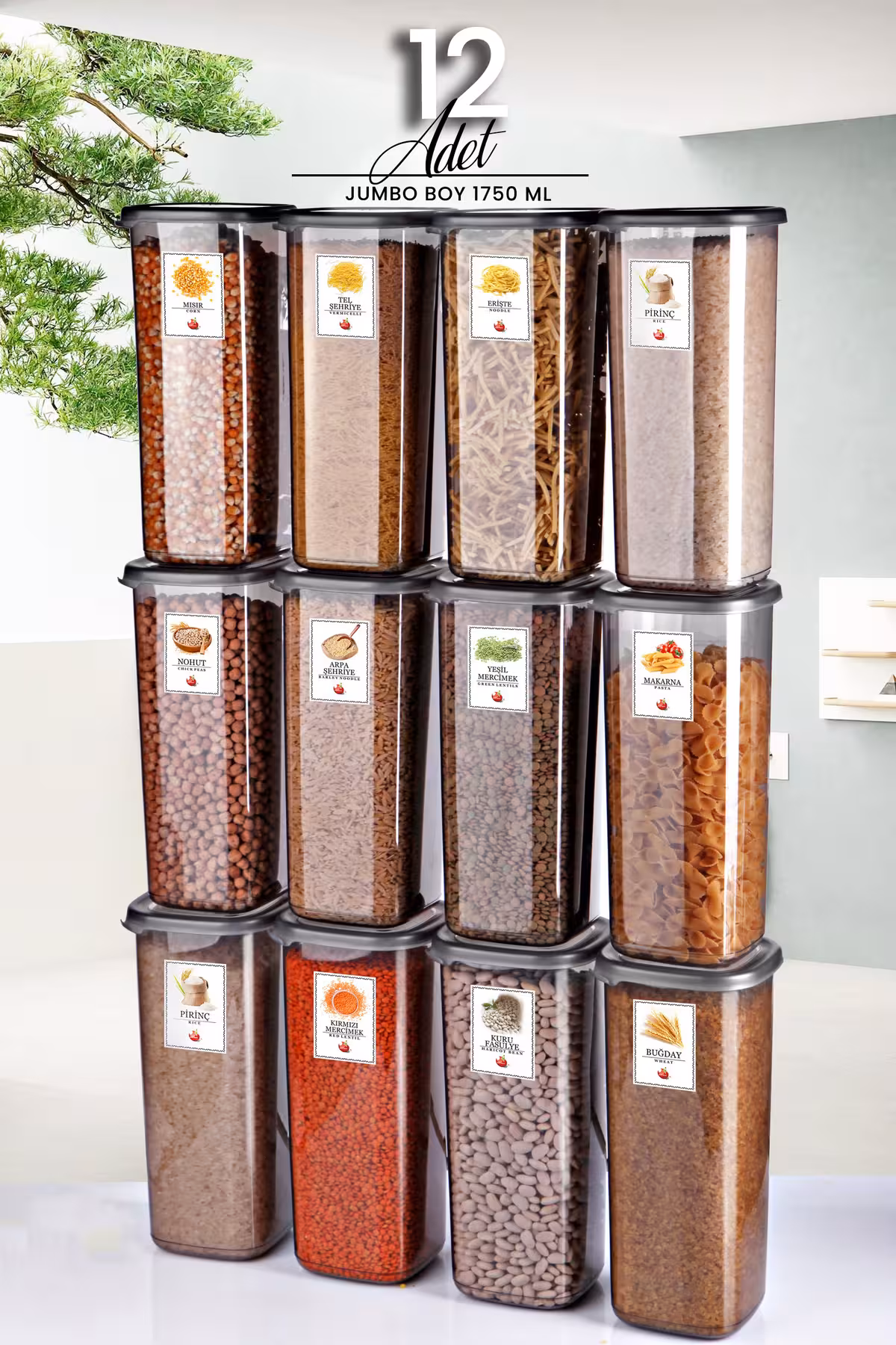 ست 12 تکه ظروف نگهداری حبوبات کیچن لایف کد MCH07838