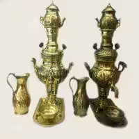 سماور برنجی قلم خورده یک لیتری