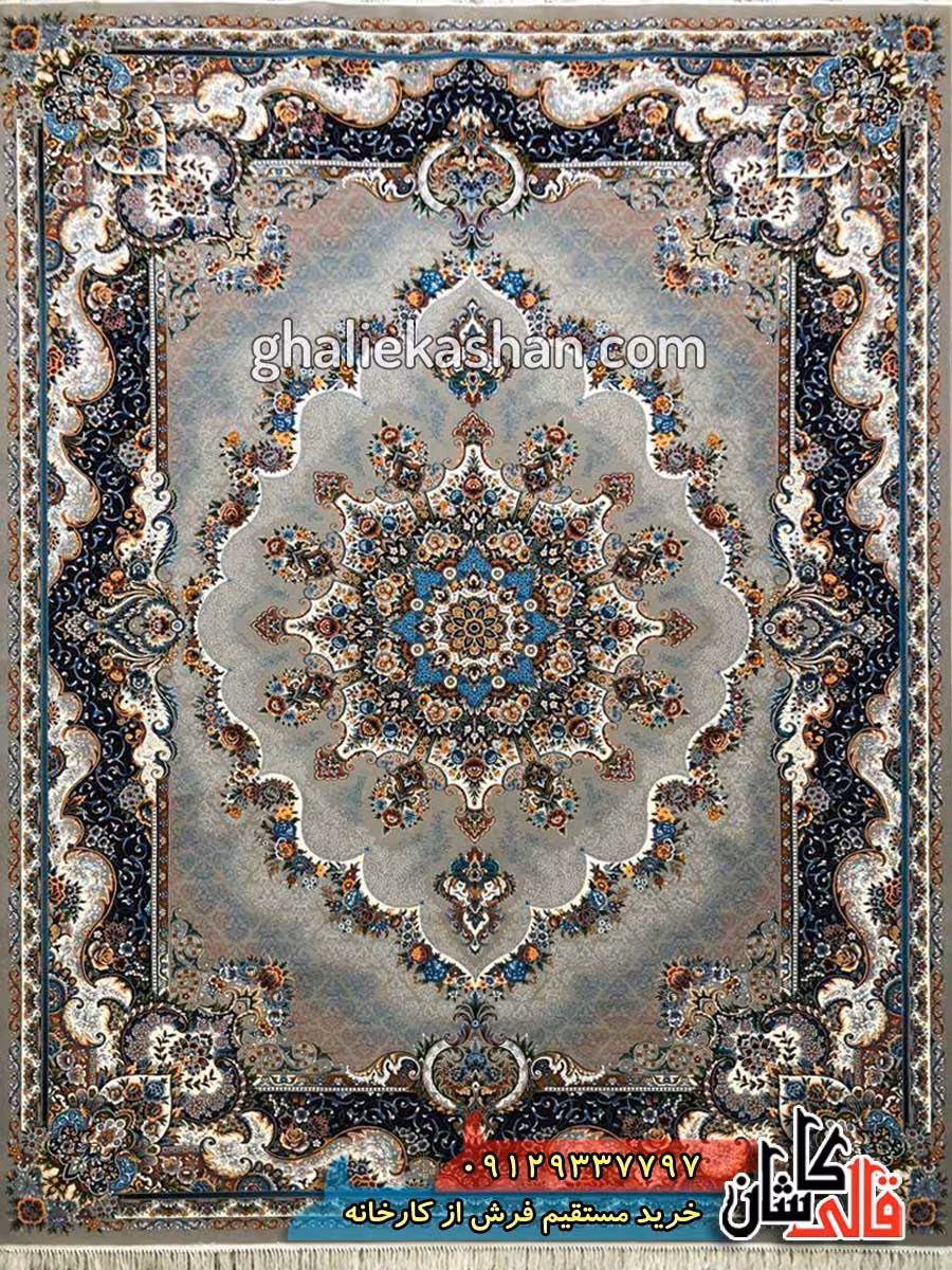 فرش 700 شانه طرح نیلا زمینه فیلی کاشان