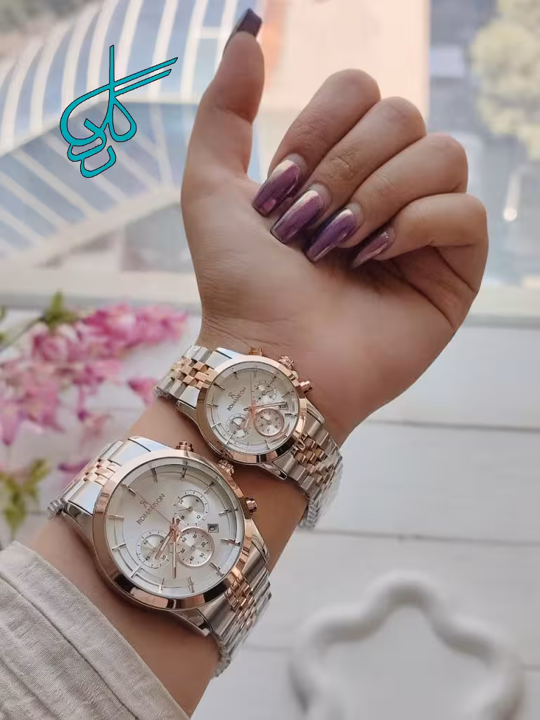 خرید ست ساعت زنانه و مردانه مارک رومانسون سه موتور فعال تقویم دار دوقفله مخفی کیفیت عالی رنگ ثابت کد 2117280 - ردگل