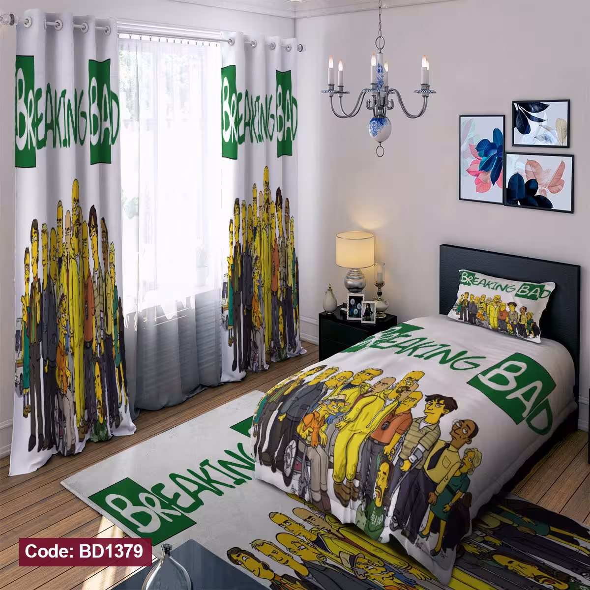 پرده پانچی مخمل چاپی پسرانه کد 1379