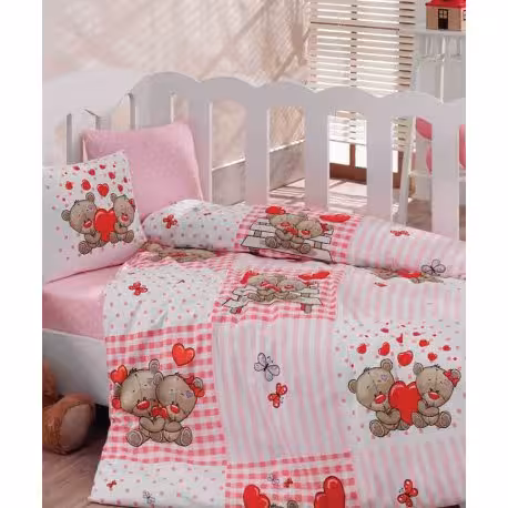 ست لحاف و ملحفه نوزادی خرس عروسکی کاتن باکس Cotton box