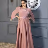 پیراهن مهمانی زنانه کرپ At مدل سارا آستین زنجیری