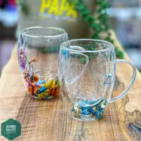 لیوان پیرکس گلدار بزرگ