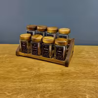 جا ادویه مربع 2 پله خوابیده 8 عددی چوب ( تیره )  کد 43081 از برند لونا رابروود