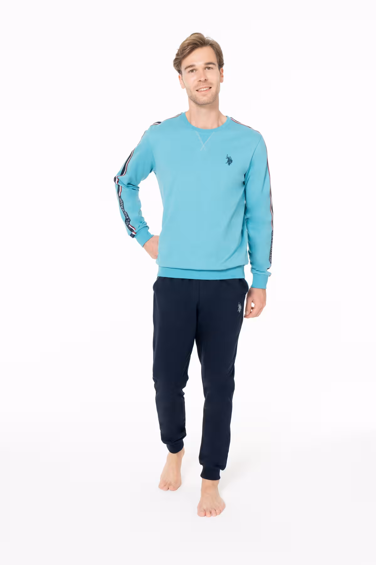 ست پیژامه مردانه پایه چوگان ASSN. لباس خانه فیروزه ای مردان U.S. Polo Assn.