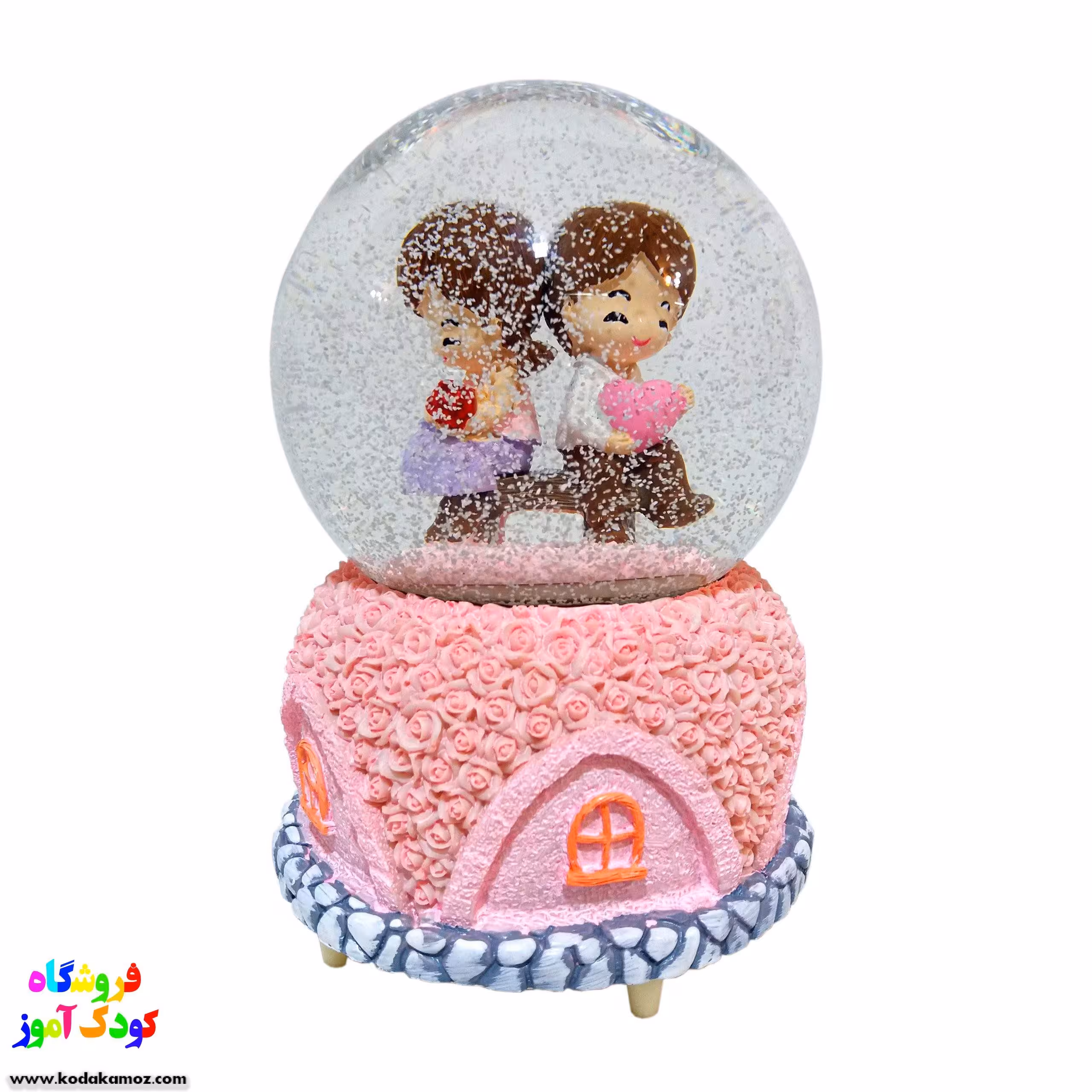گوی موزیکال برفی(گوی موزیکال دخترو پسر قلب به دست )سایز بزرگ 1797