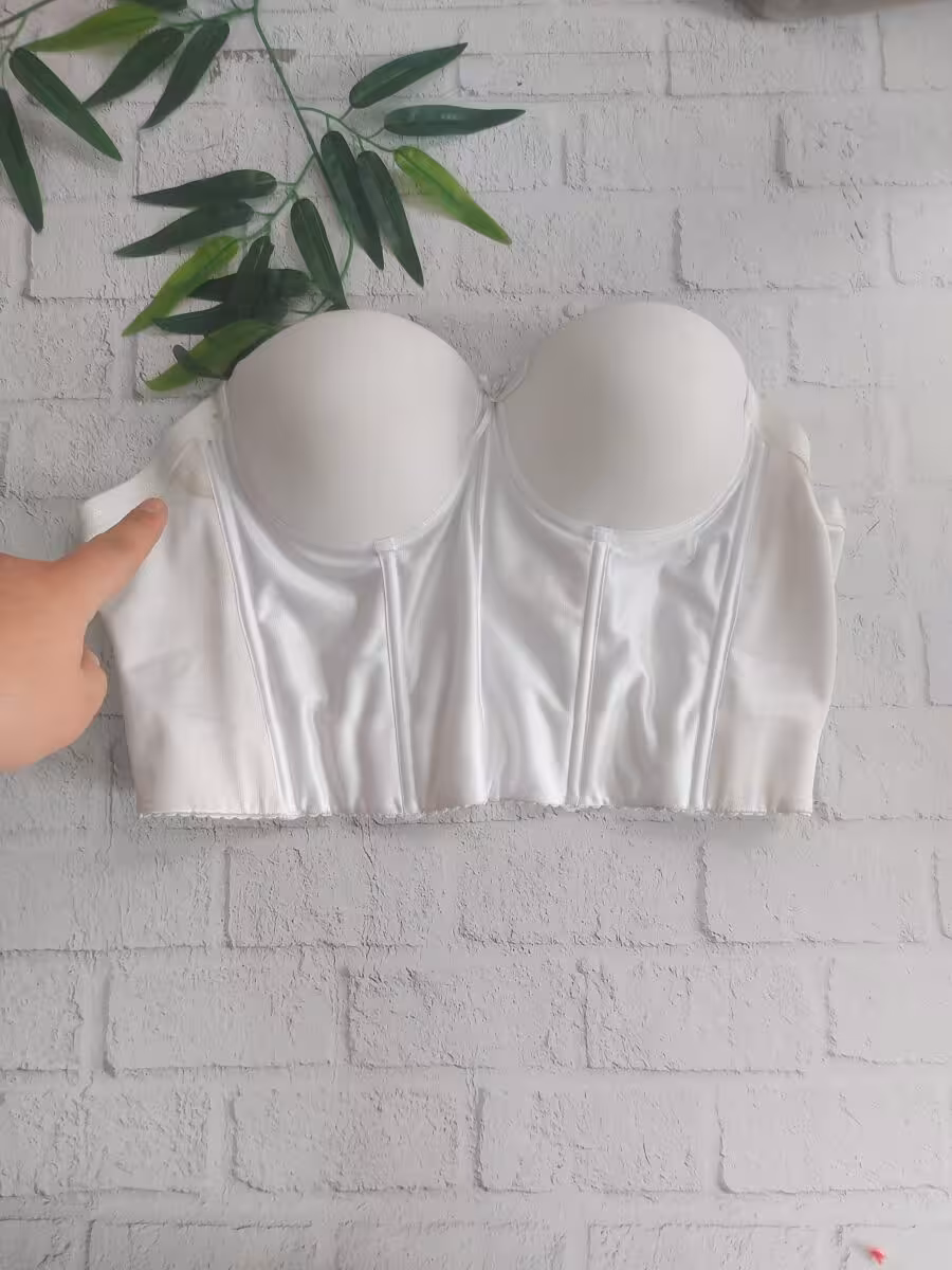 سوتین ژوردار بلند سفید کد R-719