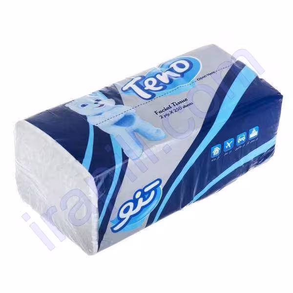 دستمال کاغذی اقتصادی دولایه 250 برگ 8 عددی تنو