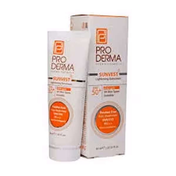 کرم ضدآفتاب و روشن کننده بی رنگ SPF50 پرودرما 40 میلیلیتر Proderma
