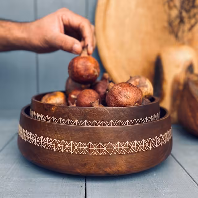 ظرف چوبی پذیرایی گردو کد 010042