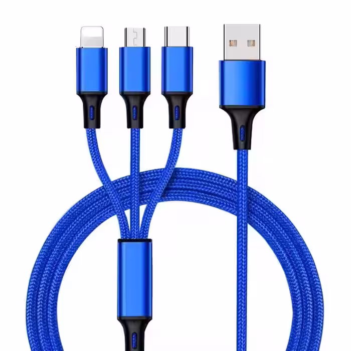 کابل تبدیل USB به micro USB / لایتنینگ / USB-C مدل best 3in1 طول 1.2 متر