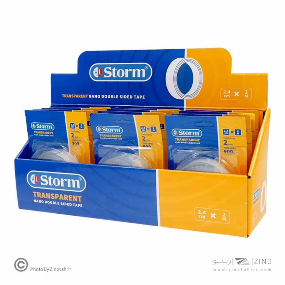 چسب دوطرفه 2میل شفاف 2/4 سانت نانو 2متری استورم کدHL-102438