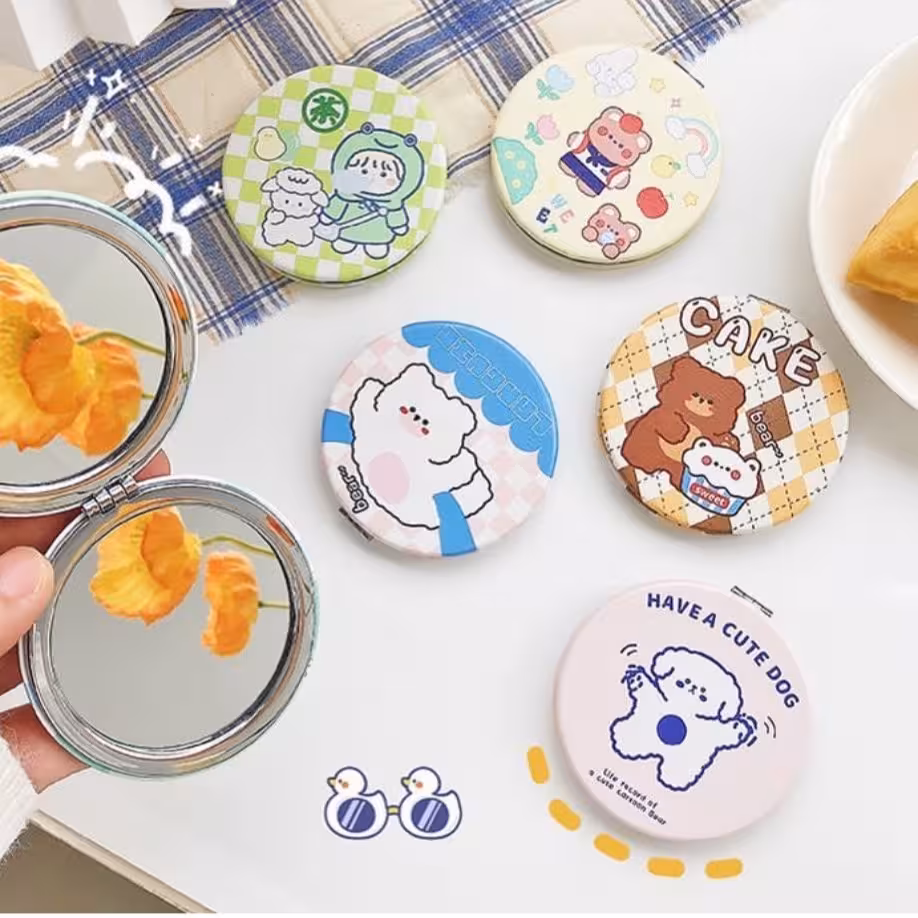 آینه جیبی فانتزی 2طرفه (معمولی و بزرگنمایی )طرح کیوت وارداتی