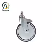 چرخ فروشگاهی کف بلبرینگ B پینی گردان ترمزدار قطر 150 میلی متر
