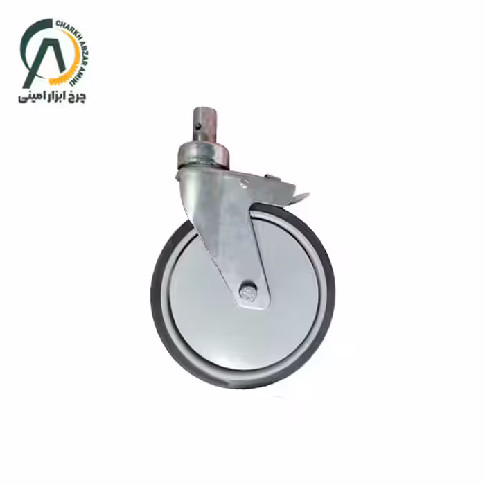چرخ فروشگاهی کف بلبرینگ B پینی گردان ترمزدار قطر 150 میلی متر
