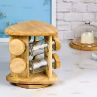 جا ادویه چوبی ایستاده 6 تایی گردان مثلثی کد 99066 از برند لونا رابروود