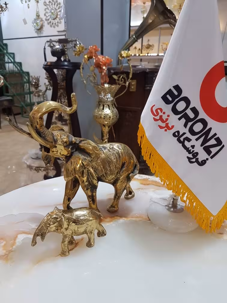 مجسمه فیل نر وبچه برنزی