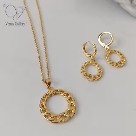 نیمست کارتیه سنگی گرد طلایی استیل کد 7239