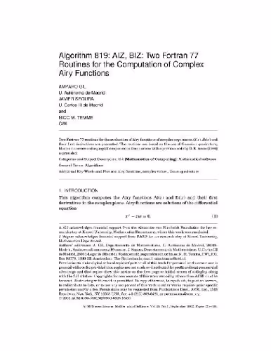 خرید و دانلود نسخه کامل کتاب Algorithm 819. Complex Airy functions
