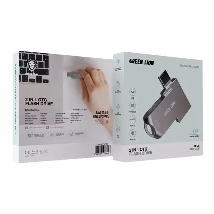 فلش مموری دو کاره گرین لاین مدل 2 in 1 OTG ظرفیت 64 گیگابایت