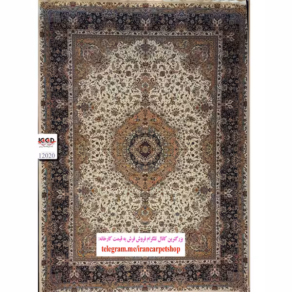 فرش 1200 شانه زمینه کرم بزرگمهر کاشان – کد 12020