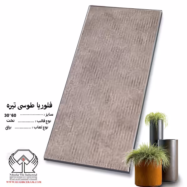 کاشی فلوریا طوسی تیره 60*30 کاشی نیلوفر