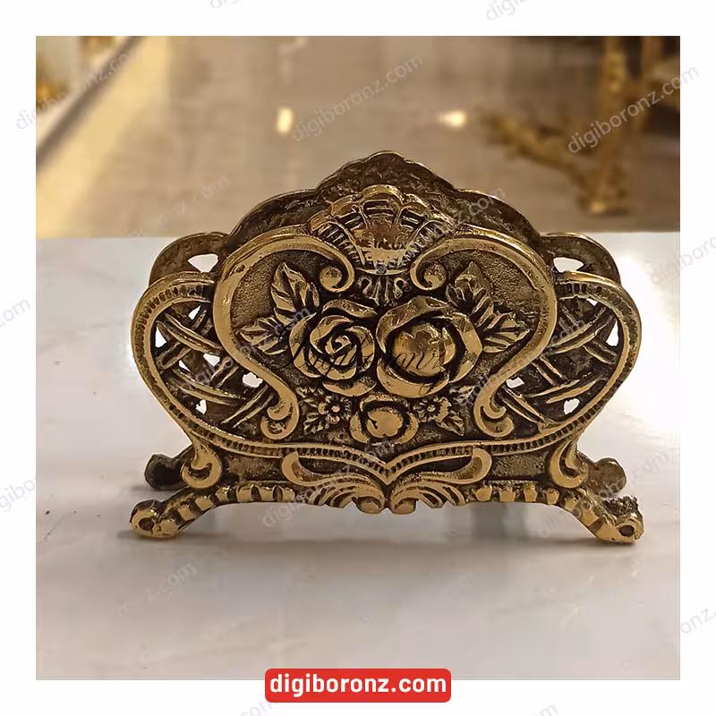 جادستمال برنجی برنزی رومیزی مدل گل متالوکس