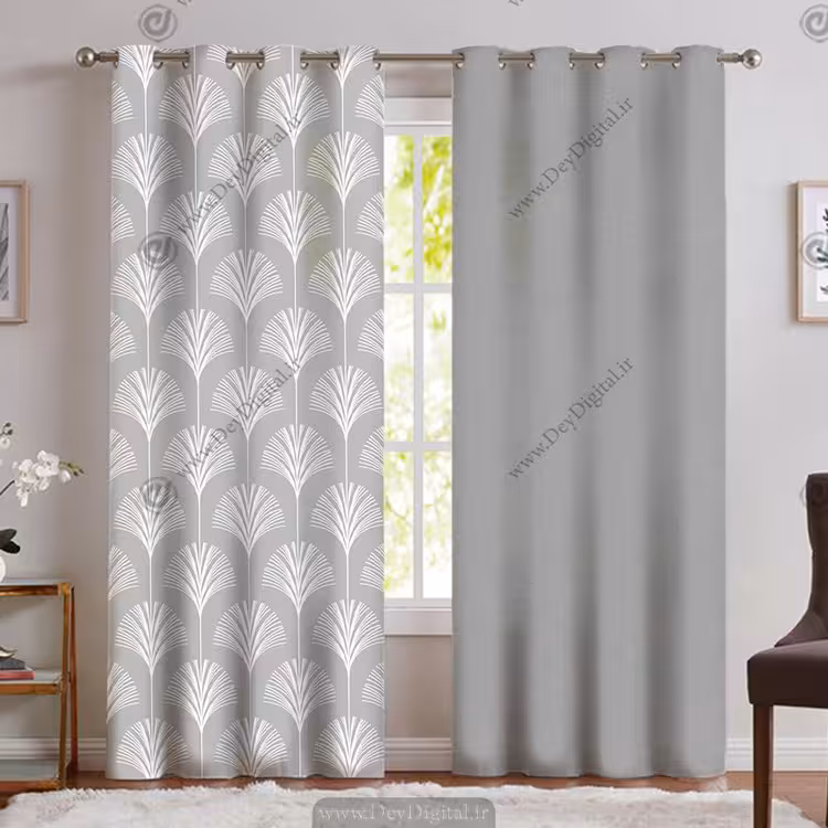 پرده پانچی شیک و ساده طوسی PK-4684