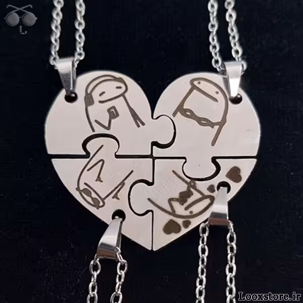 گردنبند ست چهار نفره قلبی مدل میقولی