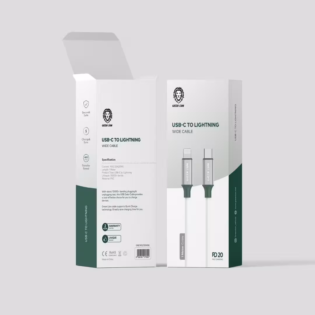 کابل تایپ سی به لایتنینگ واید گرین Green pvc usb-c to lightning wide cable