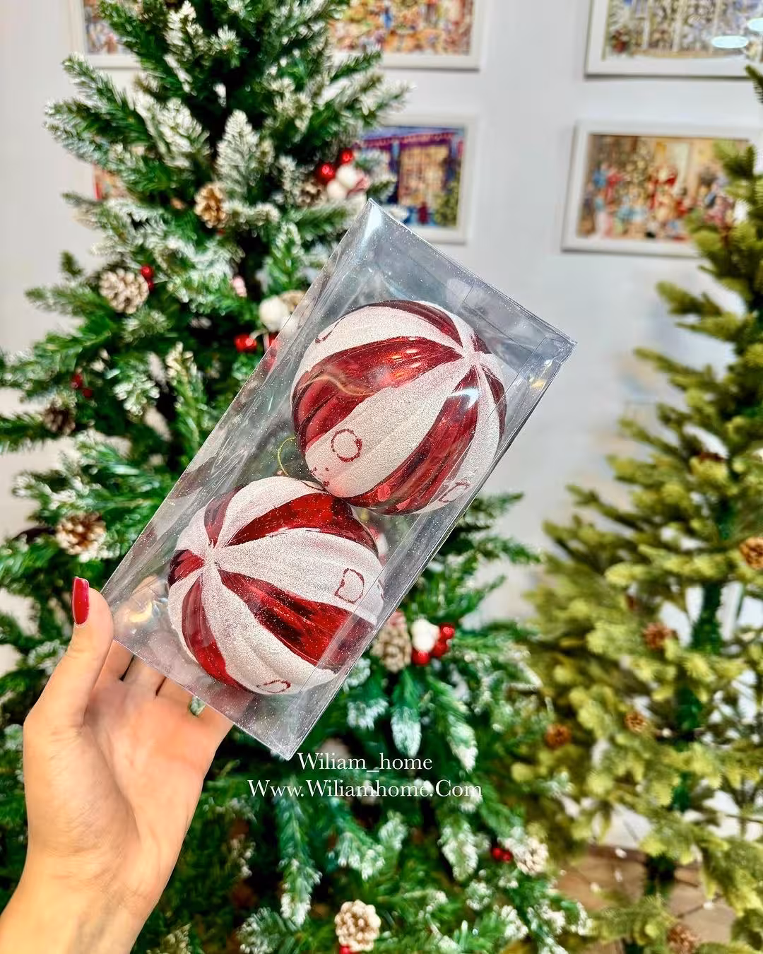 آویز گوی درخت کریسمس، پک 2 عددی 10cm