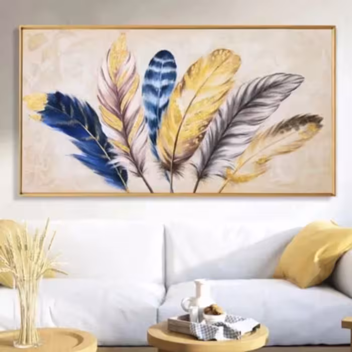 تابلو دکوراتیو پر  ابعاد 100 در 60 تکنیک اکریلیک 