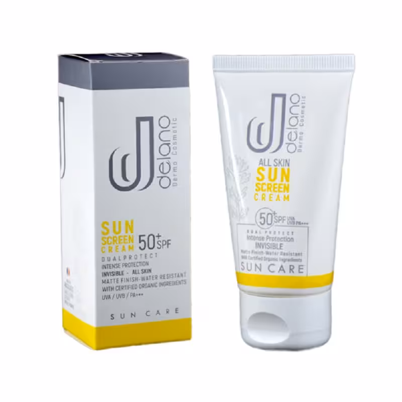کرم ضد آفتاب SPF50 دلانو مناسب انواع پوست 50 میلی لیتر | Delano SPF50 Sunscreen Cream