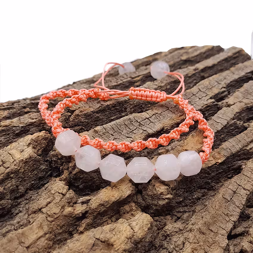 دستبند سنگ کوارتز صورتی کد 310155