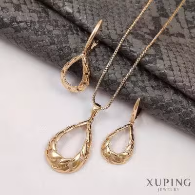 نیم ست زنانه ژوپینگ طرح طلا مدل کارتیر اشکی کد MH143