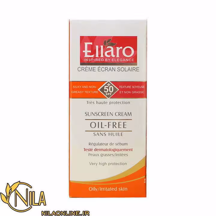 کرم ضد آفتاب الارو Ellaro بدون رنگ و نامرئی مخصوص پوست چرب و ملتهب SPF 50