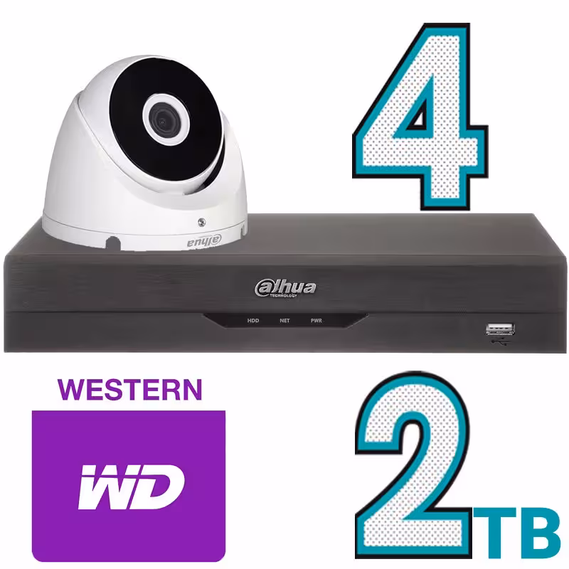 پکیج حرفه ای داهوا 4 کانال 4 مگاپیکسل دام 2 ترابایت