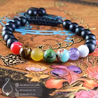دستبند هفت سنگ چاکرا بافت گره کشویی مدل پرانا _ کد : 400957