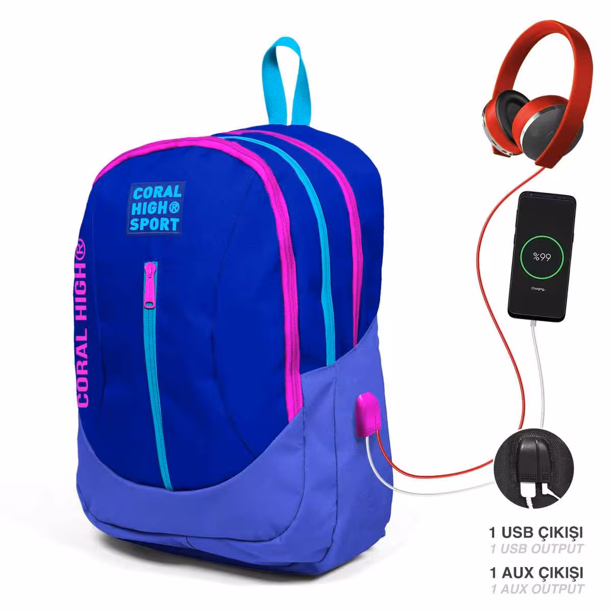 کوله پشتی با سوکت USB AUXیایگان کد23449