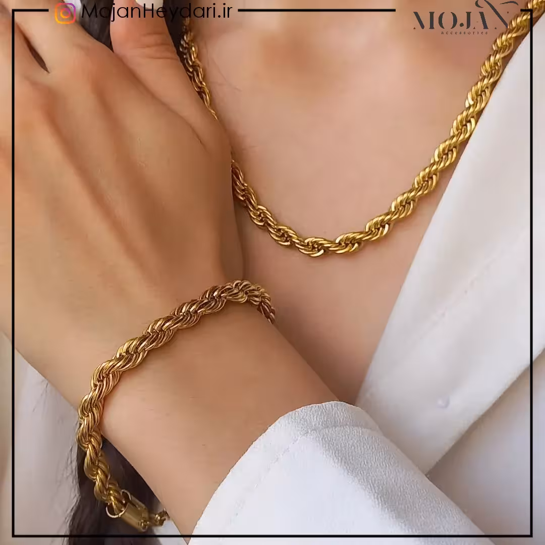 نیم ست طنابی 6میل طلایی کد 00106 -