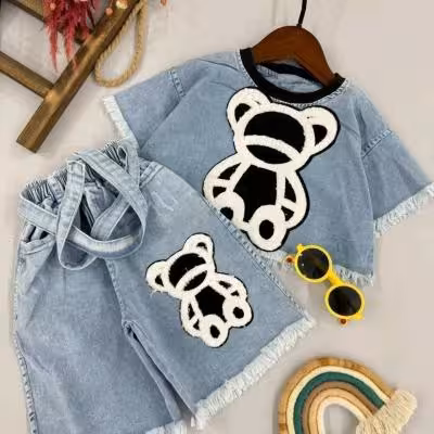 کراپ شلوارک جین دخترانه، بلوز شلوارک جین بچگانه