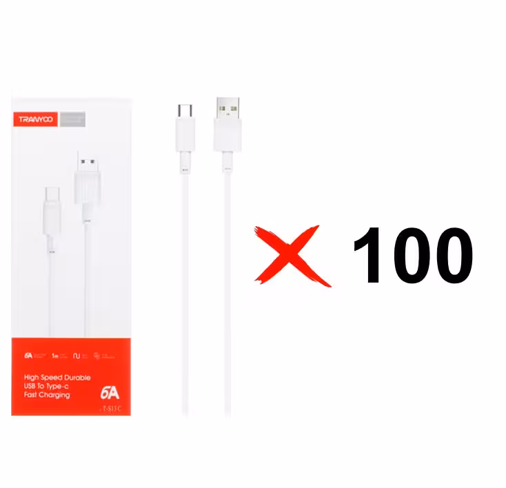 کابل شارژ فست TRANYOO Type-C مدل S13-C - سفید سبد 100 عددی