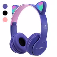 هدست بلوتوث مموری مکالمه LED دار گوش گربه ای P47M Cat Ear