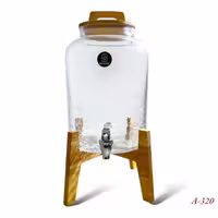 کلمن شیشه ای ترکیبی شفاف و آبگز درب و پایه چوبی BLWOOD کد3201(ارسال با پیک فقط برای تهران و کرج)