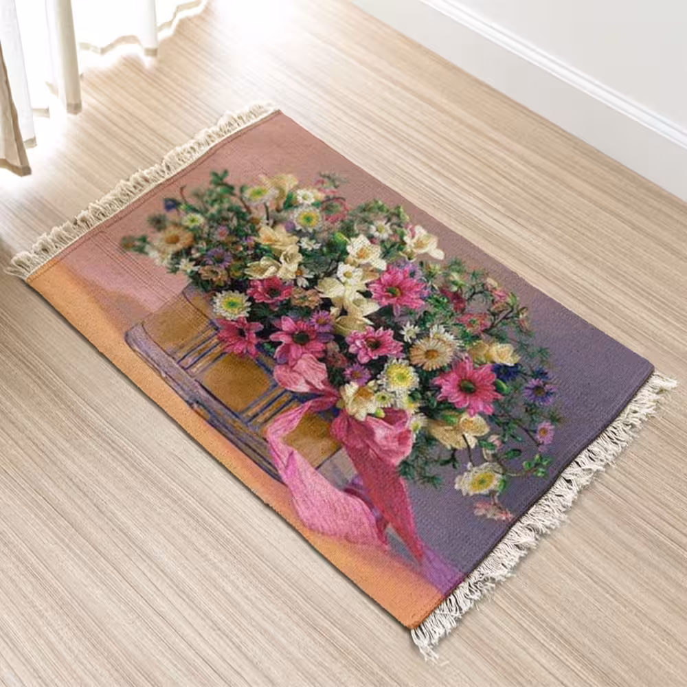 فرش چاپی طرح گل کد 6