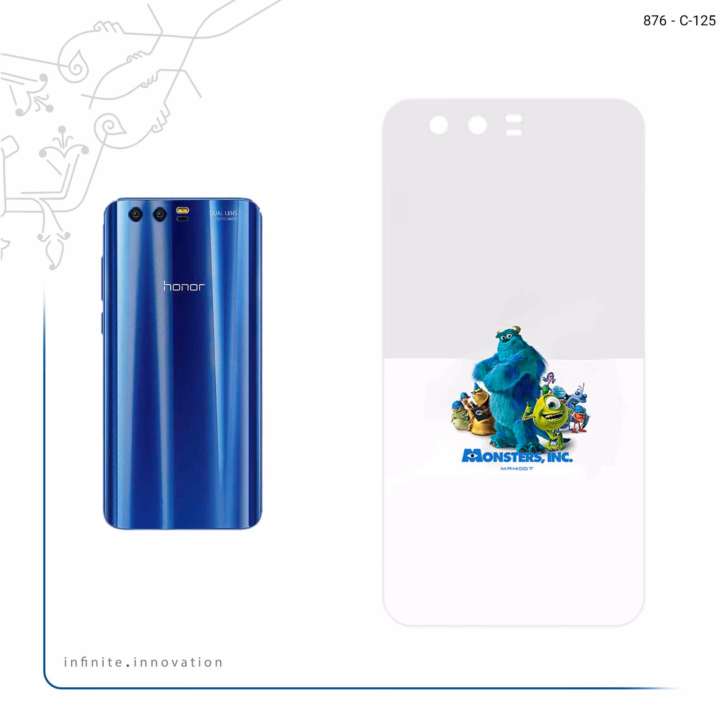 برچسب پوششی ماهوت مدل Monsters Inc مناسب برای گوشی موبایل آنر 9
